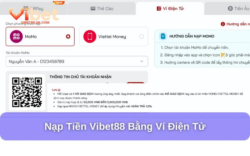 Nạp tiền bằng ví điện tử vào tài khoản Vibet88 Nạp tiền bằng ví điện tử vào tài khoản Vibet88