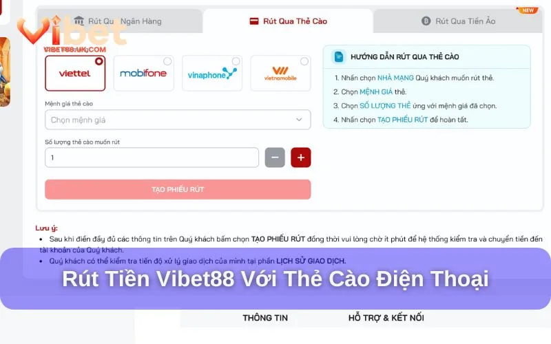 Rút tiền tại Vibet88 bằng thẻ cào Rút tiền tại Vibet88 bằng thẻ cào